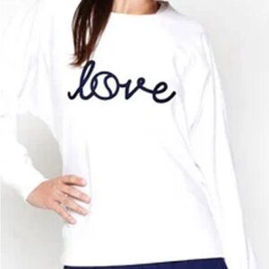 Ame & Lulu Women’s White Love All Tennis Sweatshirt - Medium